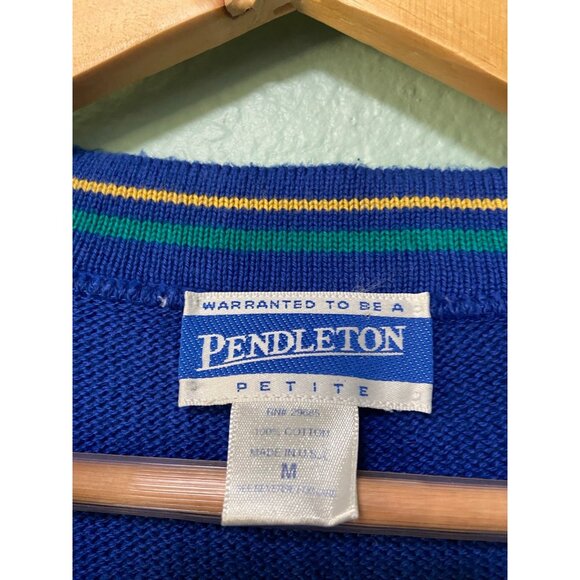 Vintage Pendleton Women's Beach Petite Blue Button Up Sweater‎ Cardigan Medium - Picture 7 of 8